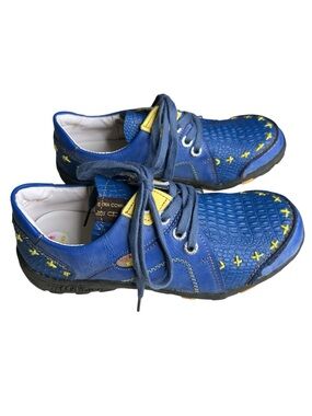 TMA EYES Women’s Blue Leather Lace Up Shoes. Size EU 40